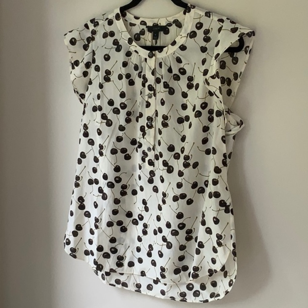 Jcrew flutter sleeve top in cherry print